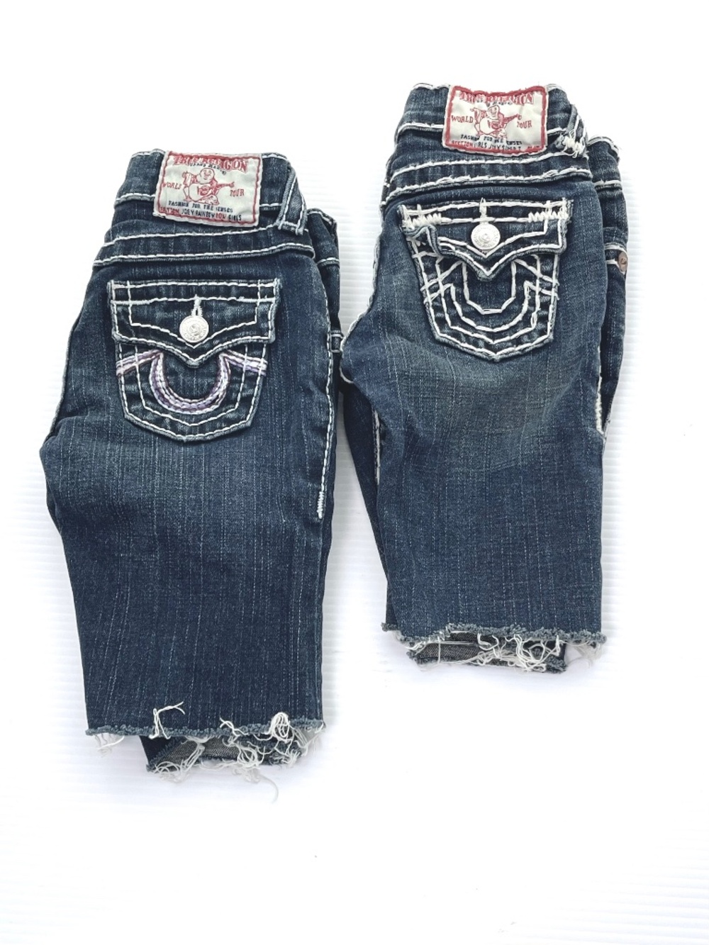 2 Pc Bundle True Religion Joey Super T Cutoff Bermuda Denim Shorts Girls 4 Y2K